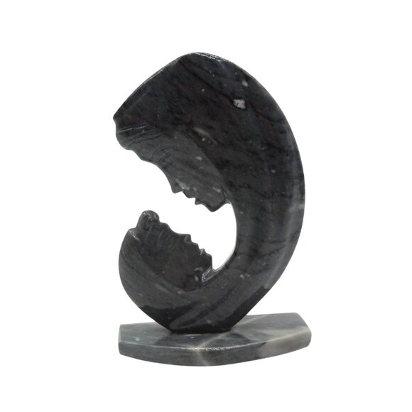 MADONNA and CHILD SCULPTURE Carved Gray Stone Figurine 5.1" - Picture 1 of 12